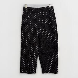 NWT Briggs Women Sz 10 Black Polka Dot Side Zipper Slits Cropped Pants Vtg